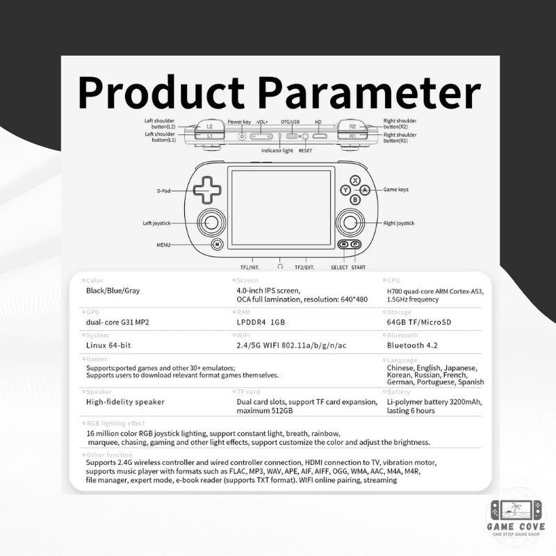 ANBERNIC RG40XX H 4-Inch IPS Linux Retro Gaming Handheld Console