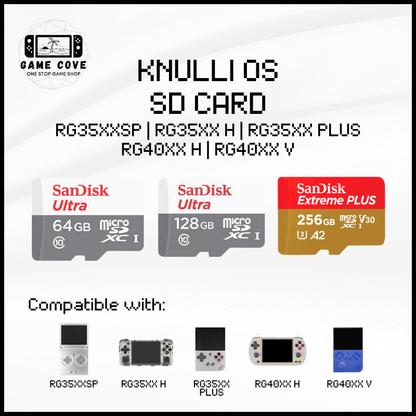 KNULLI OS SD Card for Anbernic RG35XXSP, RG35XX Plus, RG35XX H, RG40XX V, AND RG40XX V
