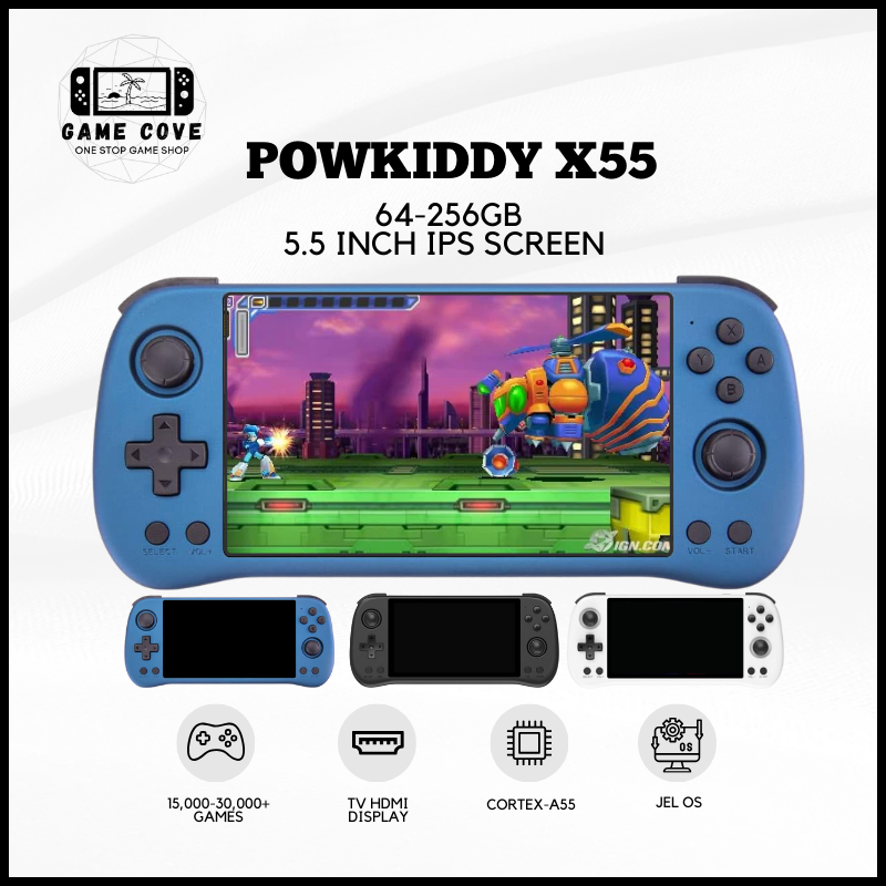 Powkiddy X55 5.5-Inch IPS Retro Handheld Game Console Linux Emulator