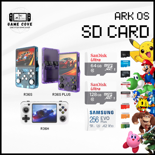 Ark OS Original Branded SD Card for R36S, R36S Plus, R36H | w/ Mario & PSP Ready | GameCove