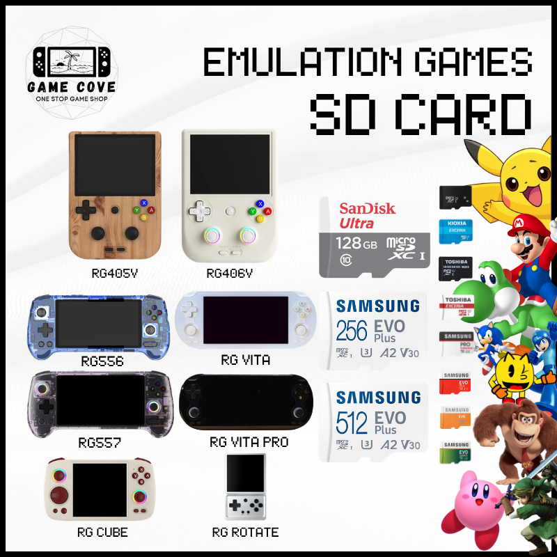 Emulation Games Original Branded SD Card for Anbernic RG405V, RG406V, RG556, RG557, RG Cube, RG Vita, and RG Rotate