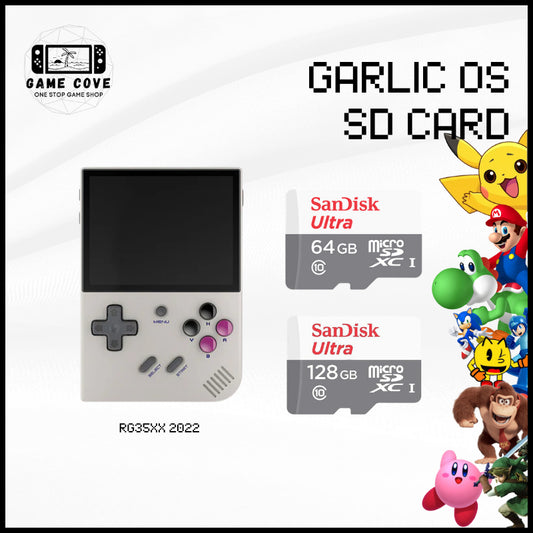 Garlic OS Original Branded SD Card for Anbernic RG35XX 2022 | w/ Mario & PlayStation Ready | Gamecove