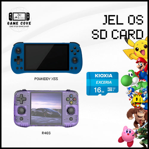 Jel OS Original Branded SD Card for Powkiddy X55, R46S | w/ Mario & PSP Ready | GameCove