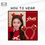 New Year Red Lion Dance Headband | Festive Chinese New Year Accessory