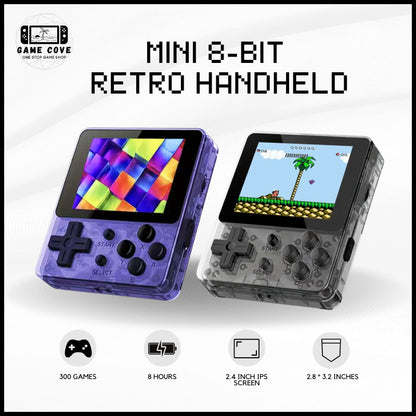 Mini 8-bit Retro Handheld || Transparent Violet and Transparent Black