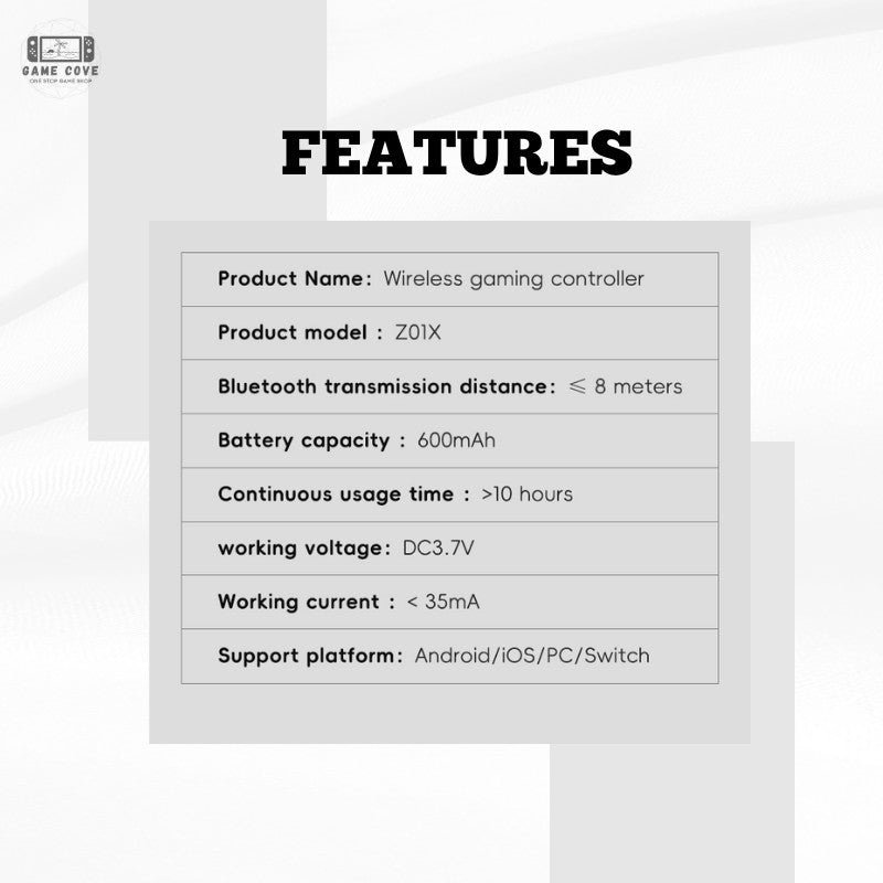 Z01X Wireless Gaming Controller for PC, Android, Switch & iOS