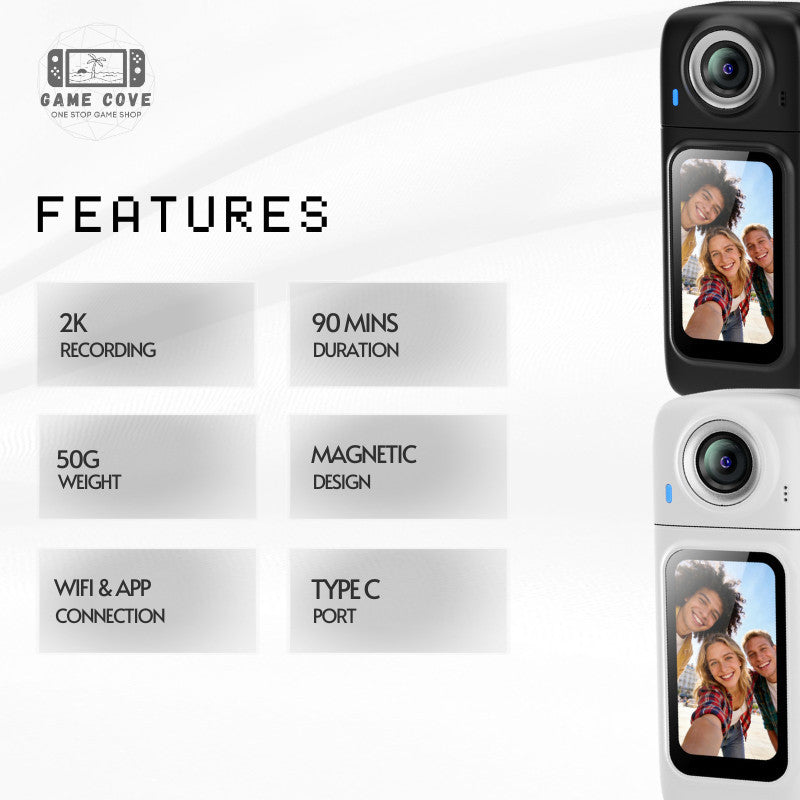 A5 POV Thumb Camera with WiFi, 2K HD Resolution Outdoor Cycling Sports Magnetic Pocket Camera