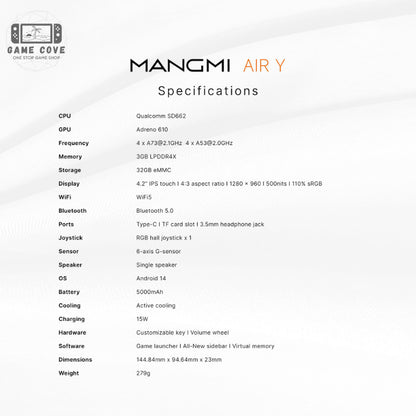 Mangmi Air Y Android 14 Gaming Handheld Console 4.2-Inch IPS Retro Emulator