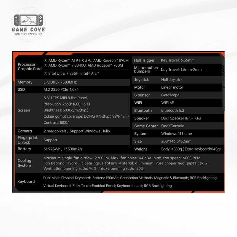 ONEXPLAYER G1 8.8″ 144Hz 3-in-1 Handheld Gaming PC