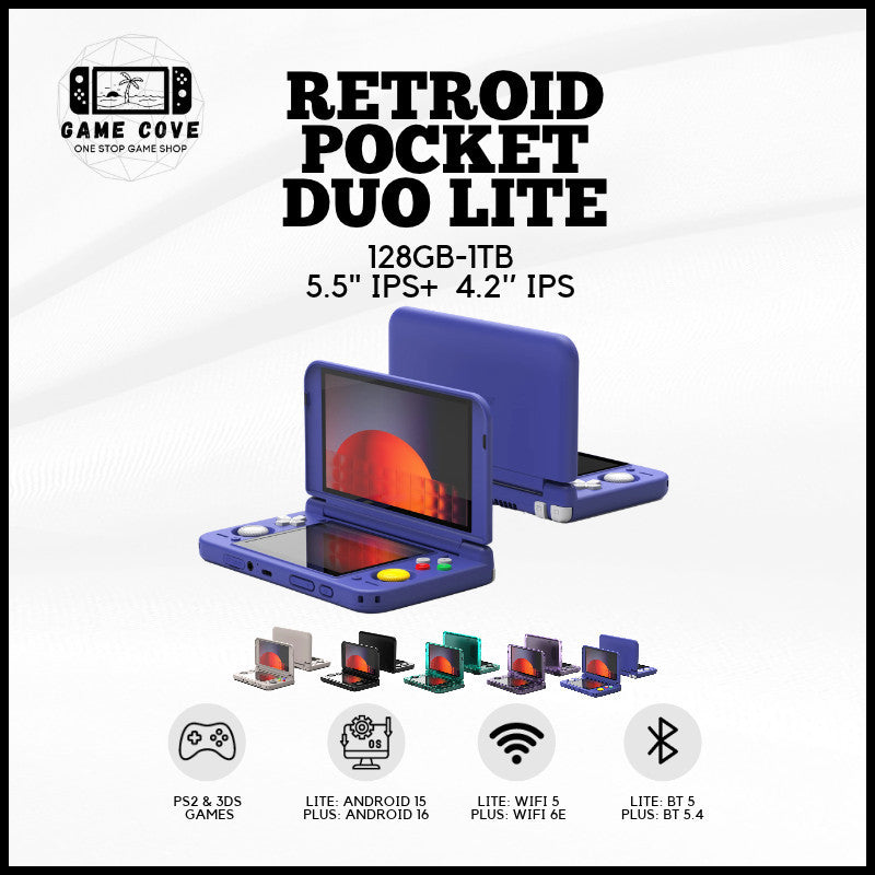 Retroid Pocket Duo Lite 5.5" Dual-Screen Android 15 Retro Gaming Console