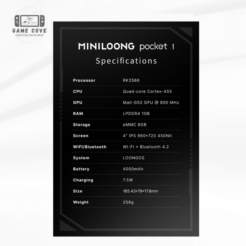 Miniloong Pocket 1 4-Inch IPS Retro Handheld Gaming Console | GameCove PH