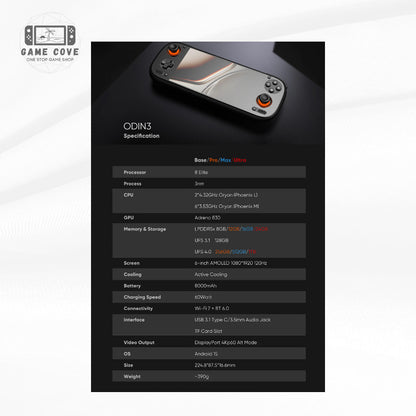 AYN Odin 3 Portal Android Handheld Emulator Android 15 Wifi Bluetooth Portable Console | GameCove PH