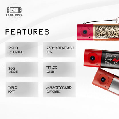 G10 Thumb Mini Camera Lipstick Series 2K HD Rotateable Portable Camera
