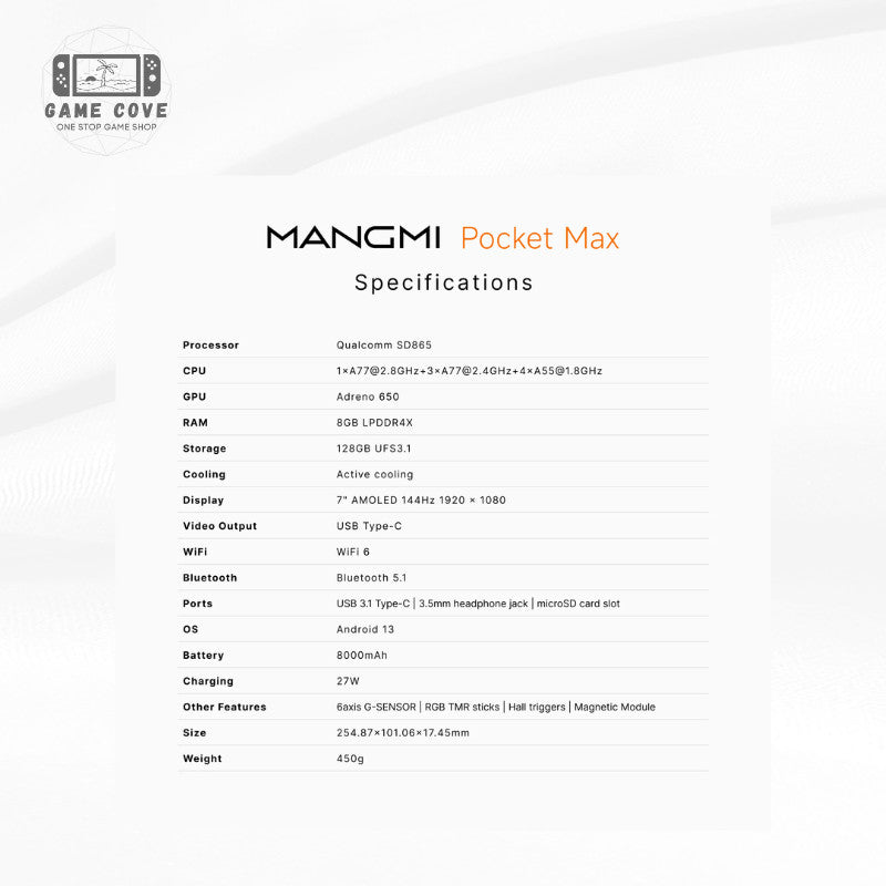 MANGMI Pocket Max 7″ 144Hz AMOLED Android Gaming Handheld
